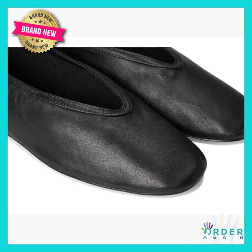 Square-Toe Ballet Flats Metallic Finish Elegant Minimal Chic Comfortable Slip-On - Picture 6 of 7